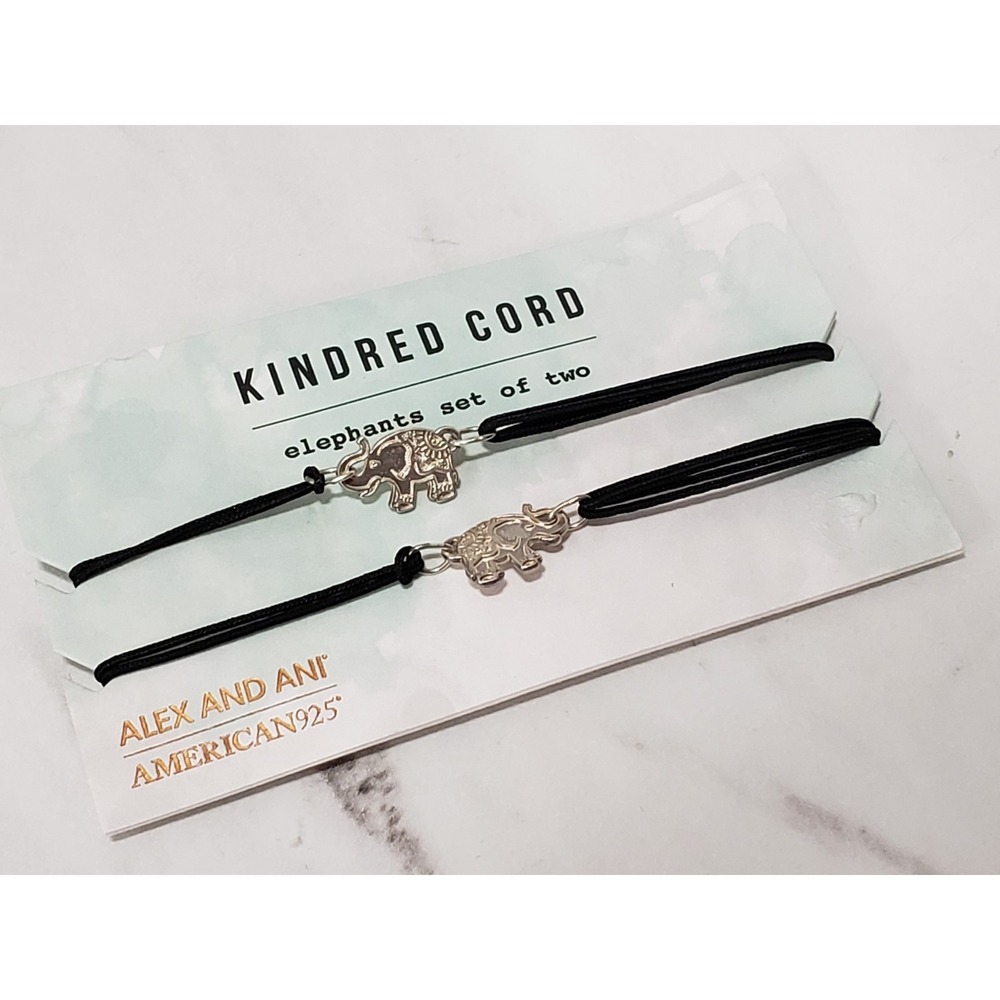 925 Alex and Ani Kindred Cord Collection Twin Elephants Charm Bracelets Set